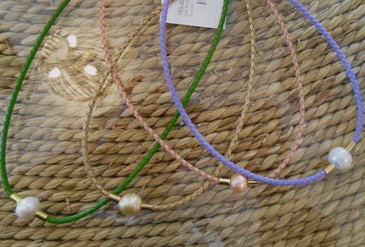 Braided Leather Pearl Necklace