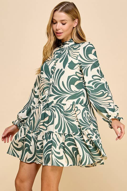 Botanical Breeze Tiered Mini Dress