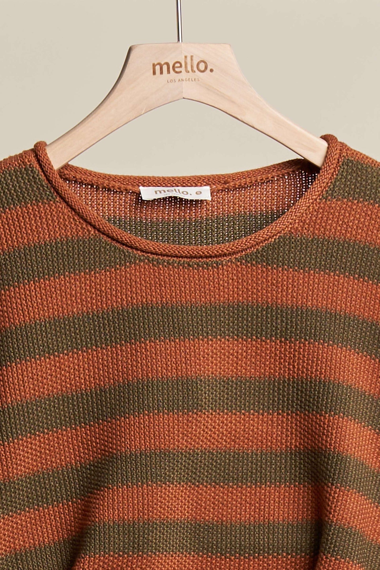 Casual Striped Sweater - Rust