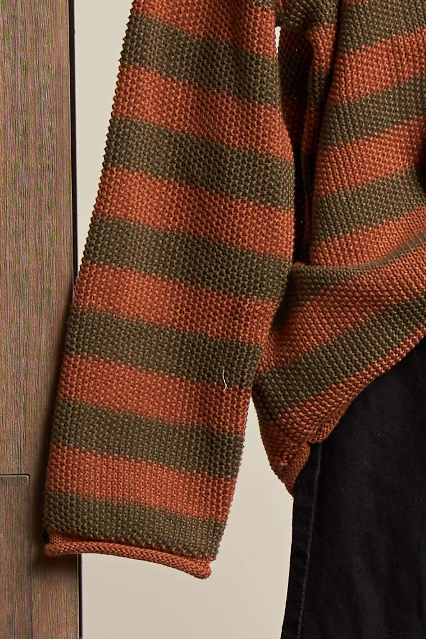 Casual Striped Sweater - Rust