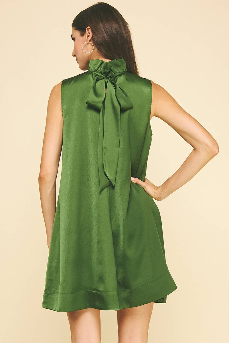 Solid Mini Dress Back Tie