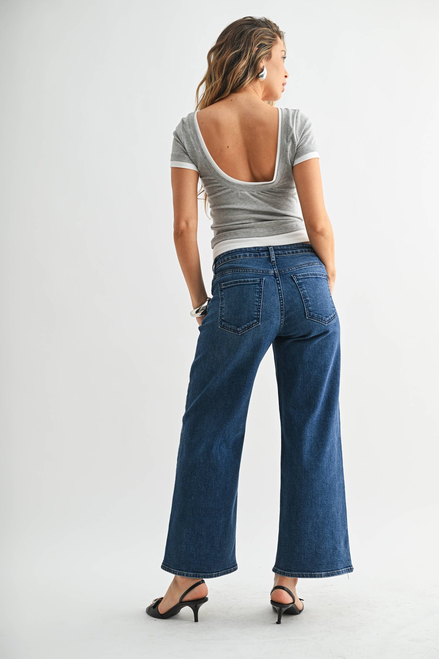 Mid Rise Slim Wide Leg - Just Black USA
