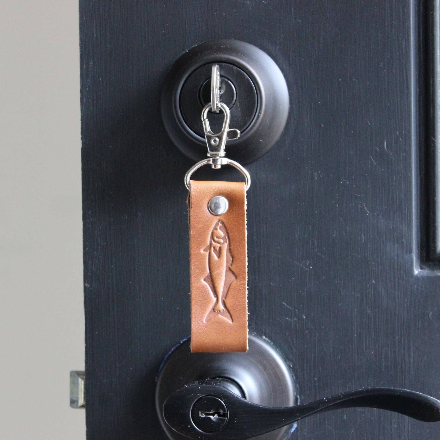 Blue Fish Leather Key Fob