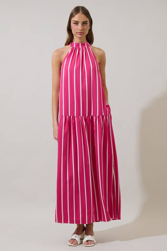 Donia Striped Evonne Maxi Dress