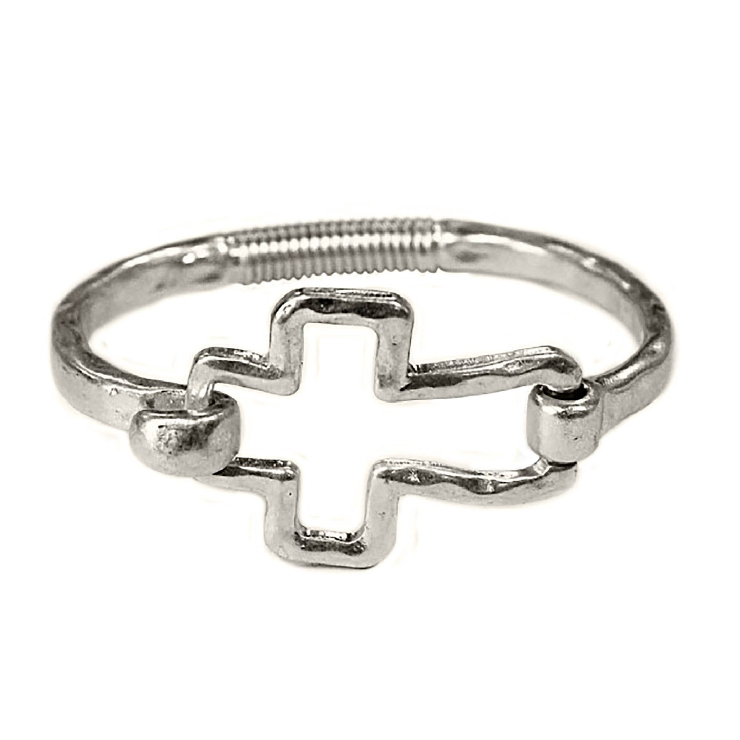 Hammered Cross Hinge Bangle