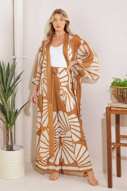 A Printed Woven Kimono - Top