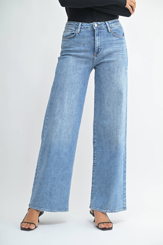 Stretchy Wide Leg Jean - Just Black Denim