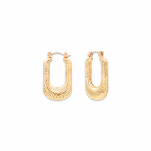Gold Rounded Rectangle Drop Huggies