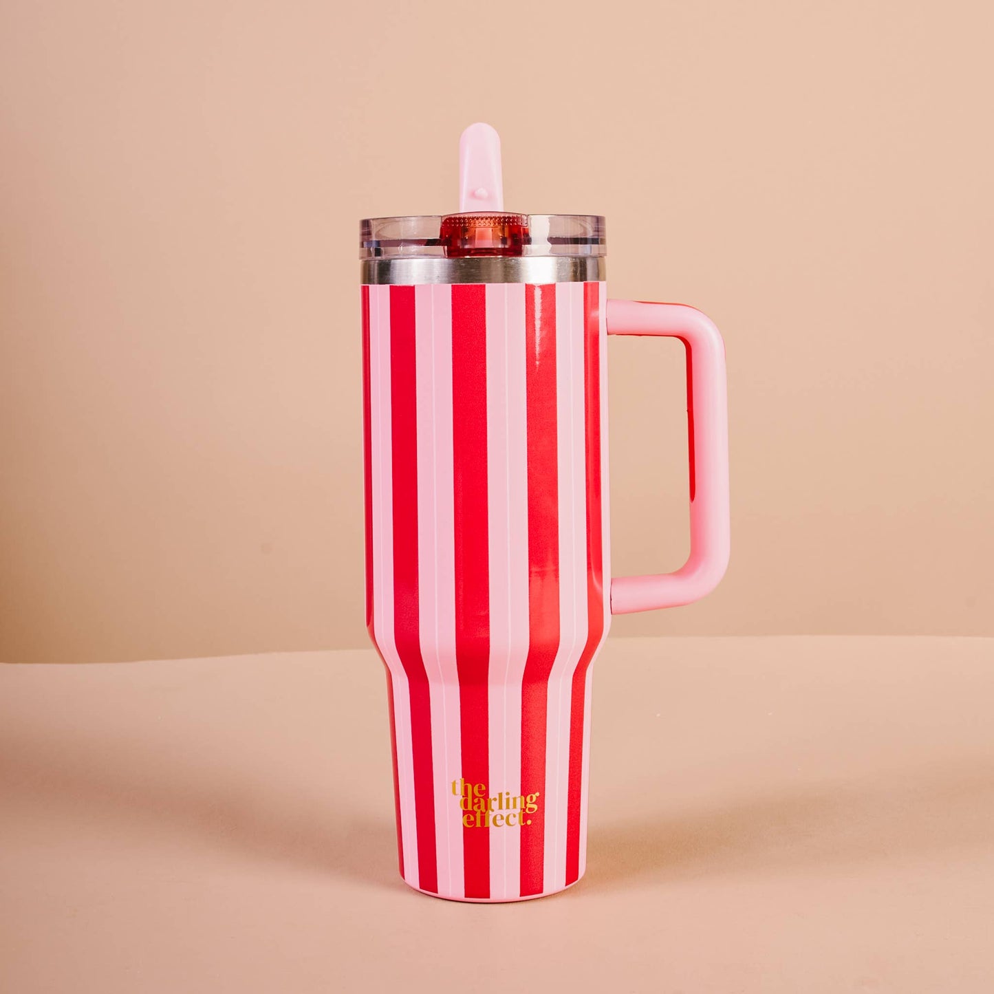 Striped Tumbler with Straw- 40 oz