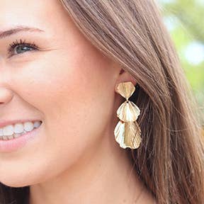 Tiered Gold Shell Earrings