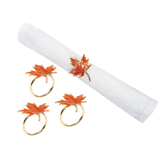 Maple Leaf Napkin Ring Set 4