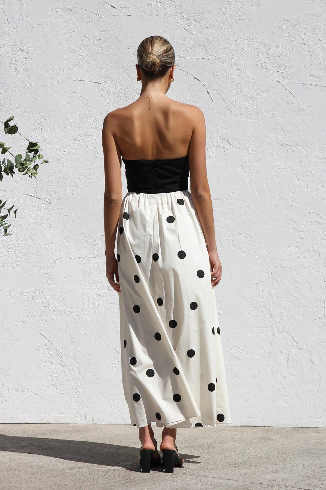 Polka Dots Bandeau Strapless Dress