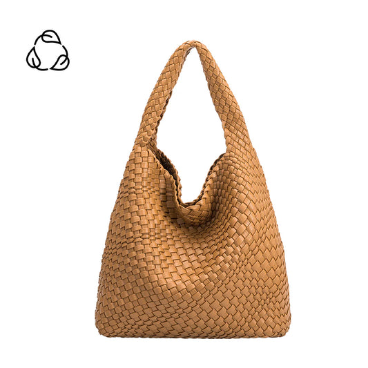 Melie Bianco Recycled Vegan Large Shoulder Bag - Camel