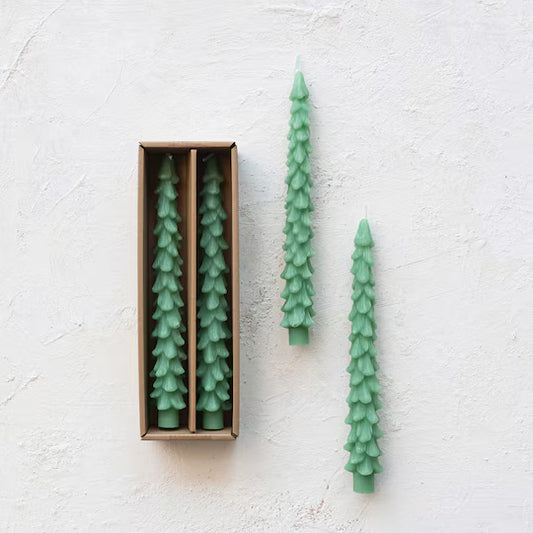 Unscented Tree Shaped Taper Candles in Box, Set of 2
