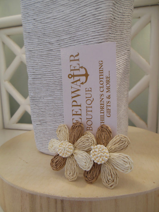 Raffia Flower Earrings
