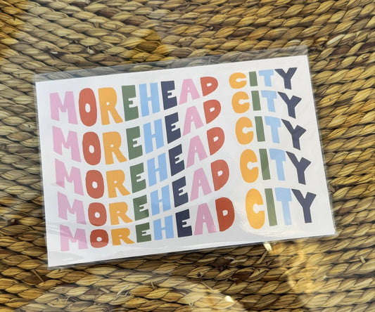 Morehead City Wavy Lettering Postcard