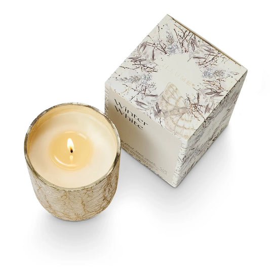 Winter White Small Boxed Crackle Glass Candle