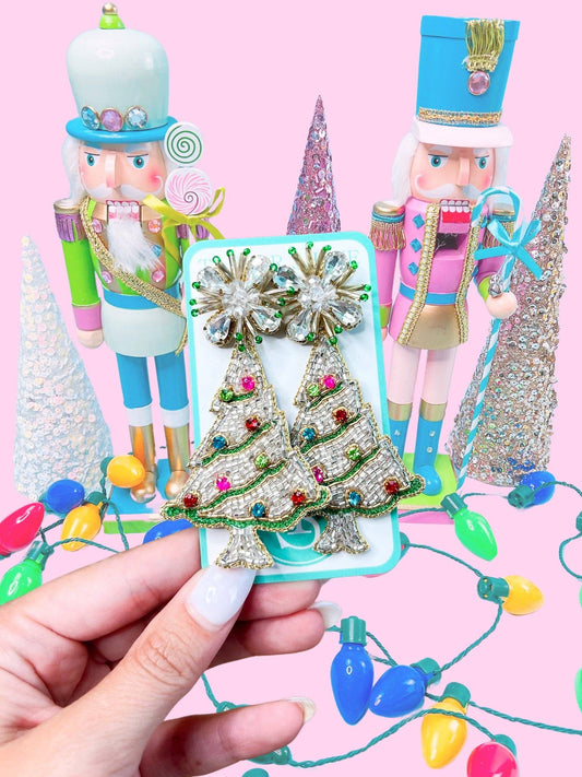 Beaded Christmas Tree Earrings