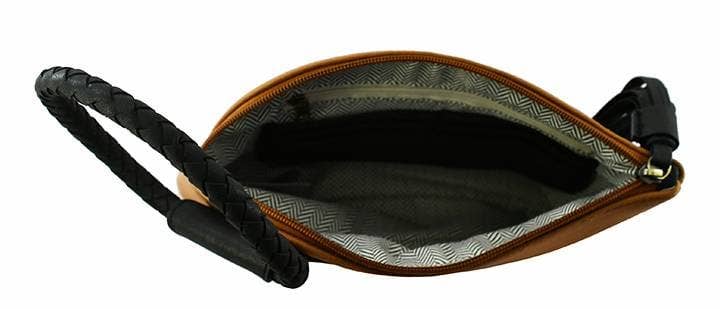 Faux Suede Cuff Handle Tassel Wristlet/Clutch