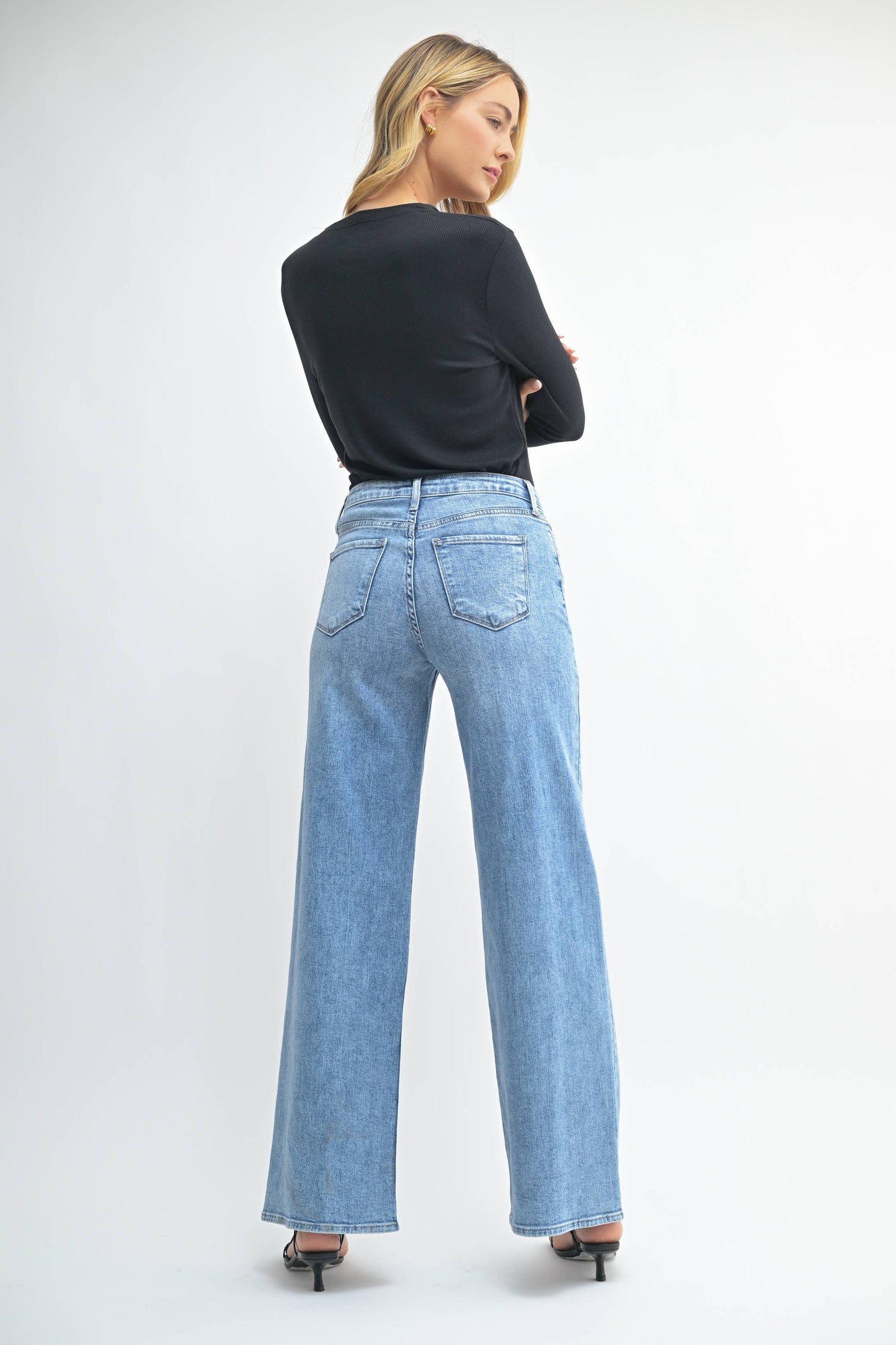 Stretchy Wide Leg Jean - Just Black Denim