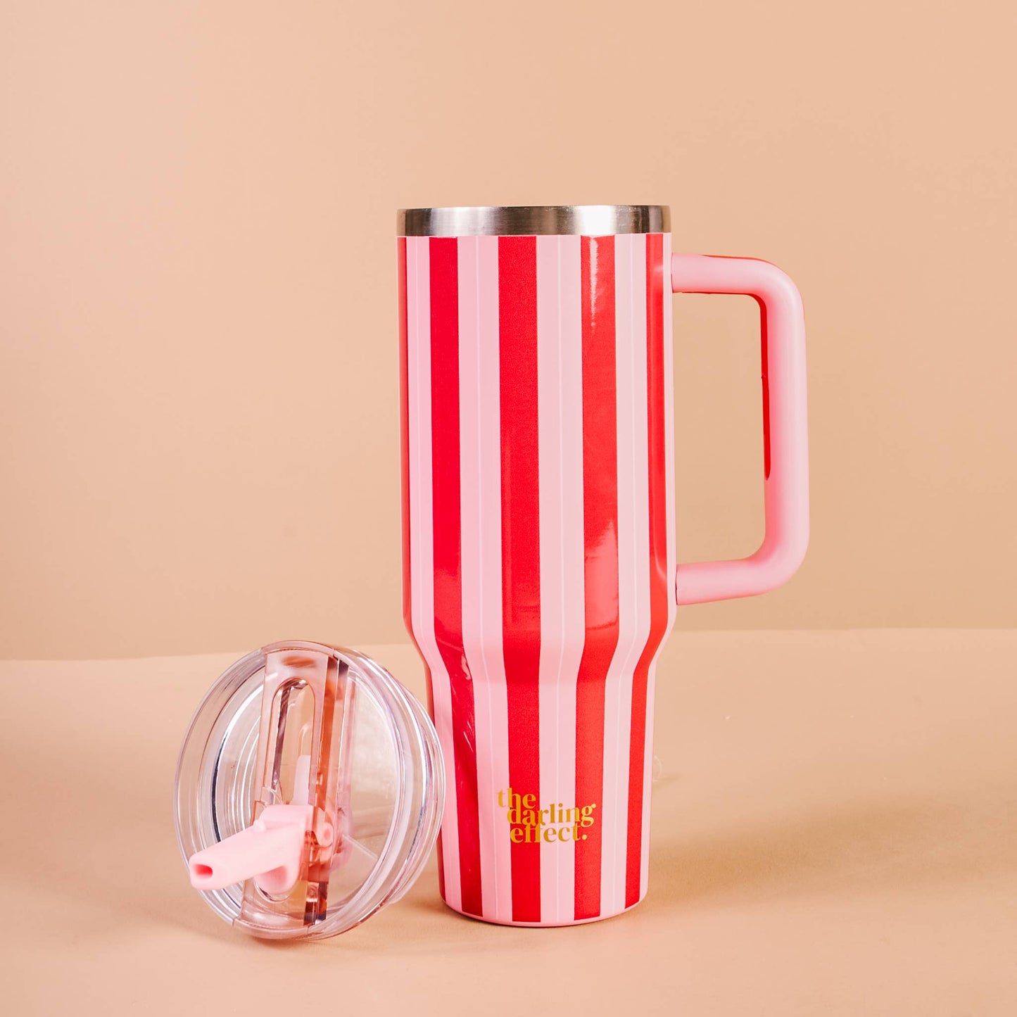 Striped Tumbler with Straw- 40 oz