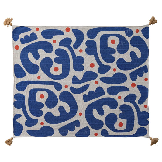 Two-Sided Woven Recycled Cotton Blend Throw - 60"L x 50"W