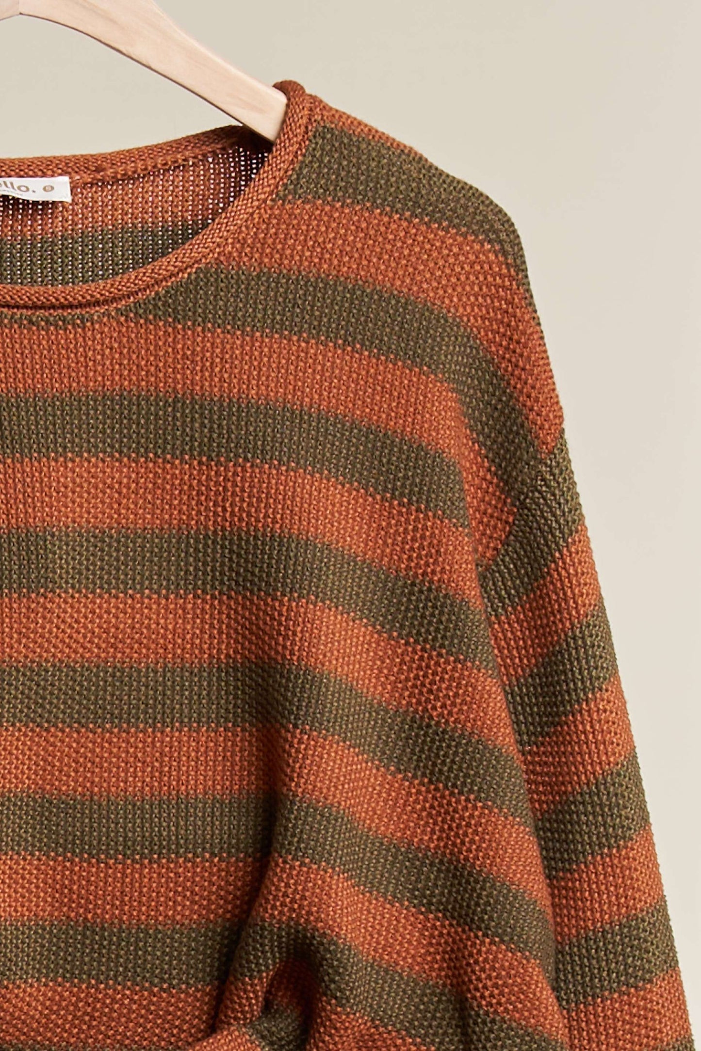 Casual Striped Sweater - Rust
