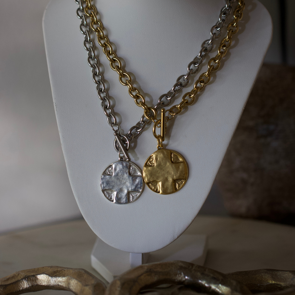 The Lord's Prayer Cross Medallion Toggle Necklace