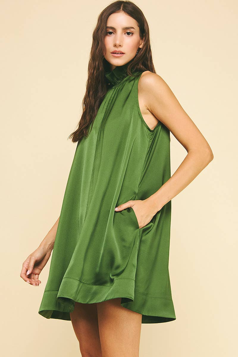 Solid Mini Dress Back Tie