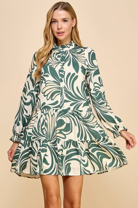Botanical Breeze Tiered Mini Dress