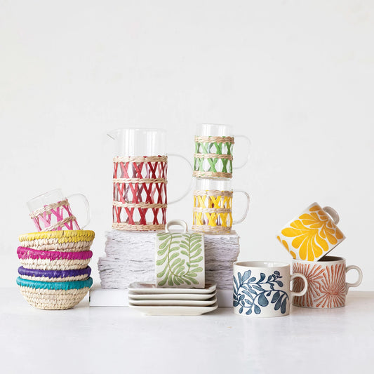10 oz. Glass Mug w/ Woven Sleeve, 4 Colors