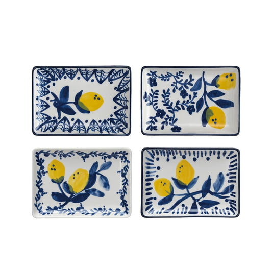 Hand-Painted Stoneware Dish w/ Lemons, Style Willl Vary