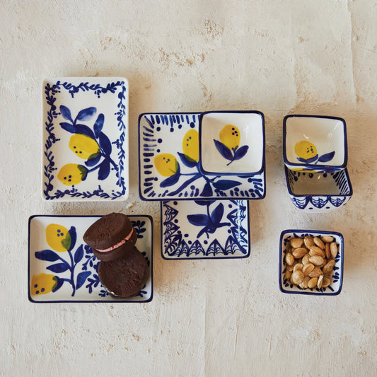 Hand-Painted Stoneware Dish w/ Lemons, Style Willl Vary