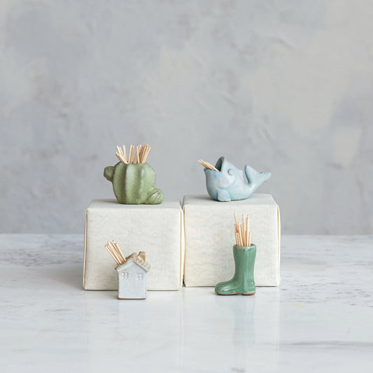 Stoneware Fish Shaped Toothpick Holder - Blue