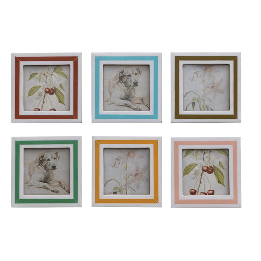 Resin & MDF Photo Frame Magnet w/ Inlaid Stripes, 6 Colors