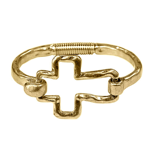 Hammered Cross Hinge Bangle