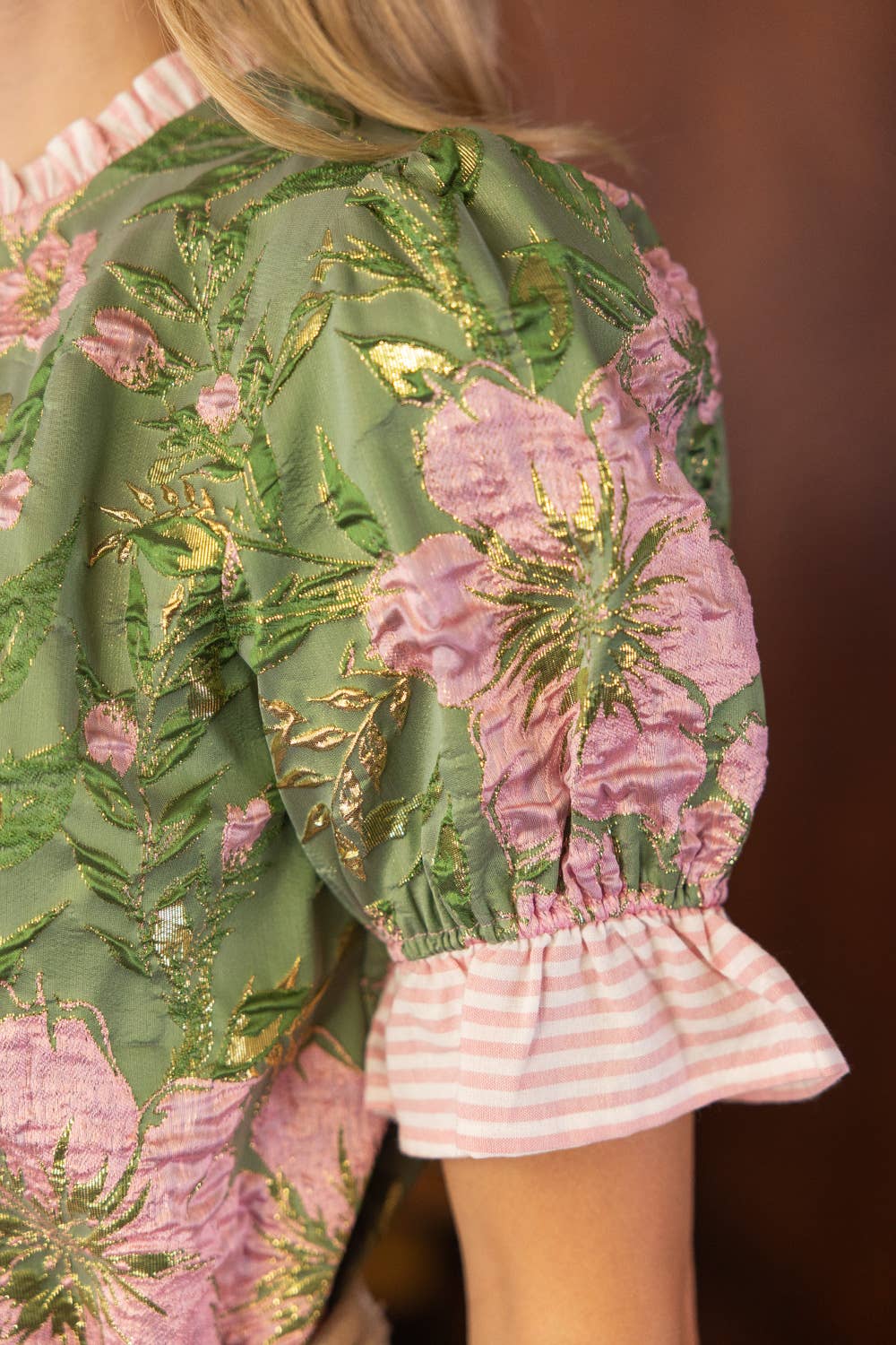 Striped Ruffle Jacquard Top