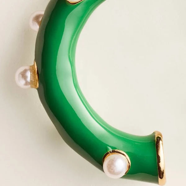 Emerald Pearl-Studded Hoops