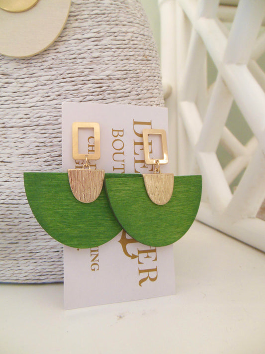 Handmade Wood Earrings w/ Gold Accents