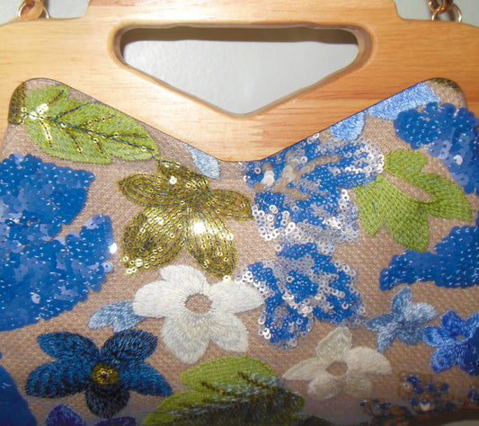 Sequin Blue & Green Crossbody Bag