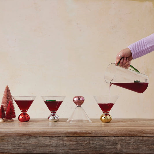 12 oz. Martini Glass w/ Gold Electroplated Ball Stem